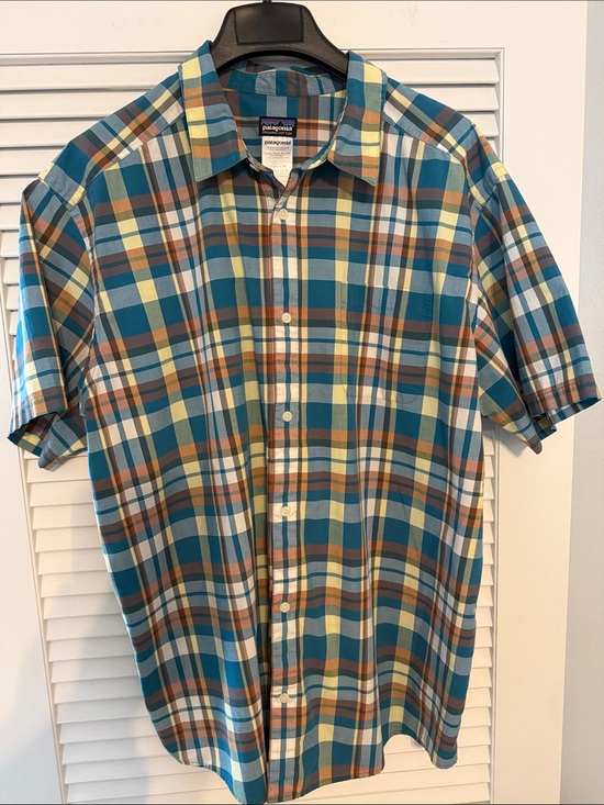 Patagonia Other - Patagonia Teal, Brown and Yellow Plaid Short-Sleeve Button-Up Shirt